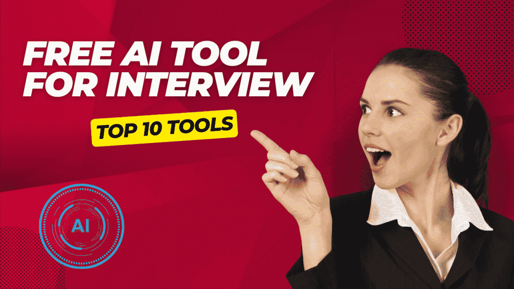 A women showing 10 free ai tools written in red background
