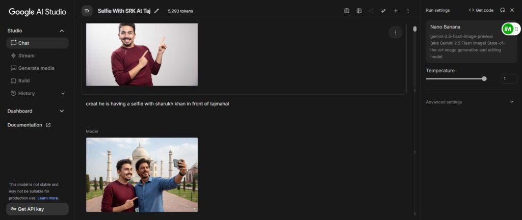 gemini dashboard of ai studio to create gemini ai images
